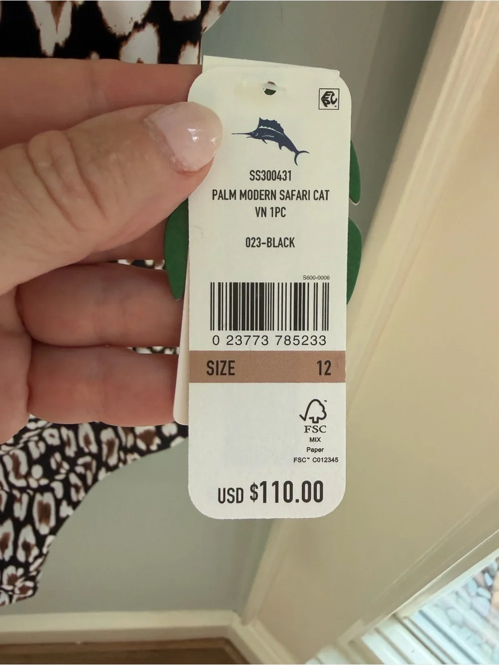 Tommy Bahama Palm Modern Safari Cat V-Neck One-Piece Swimsuit